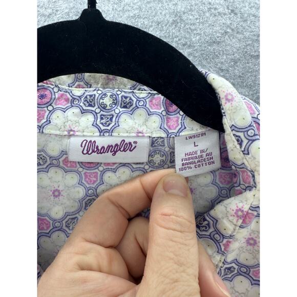 Wrangler Womens L Vintage Inspired Jeweled Snap Silver Purple Western Cotton Y2K - Picture 4 of 9